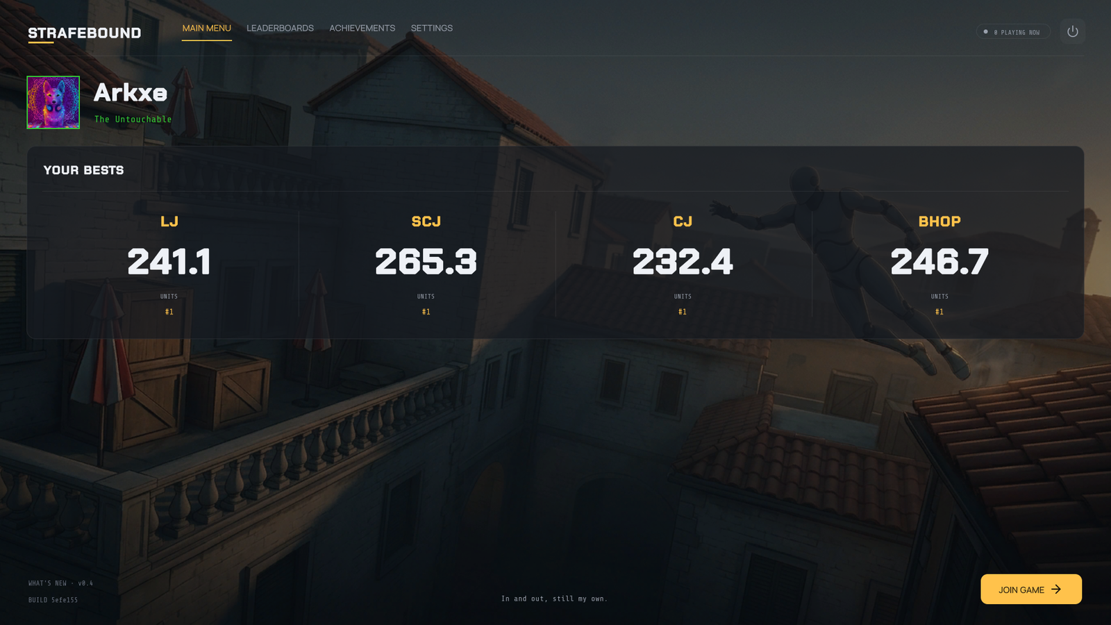 STRAFEBOUND main menu
