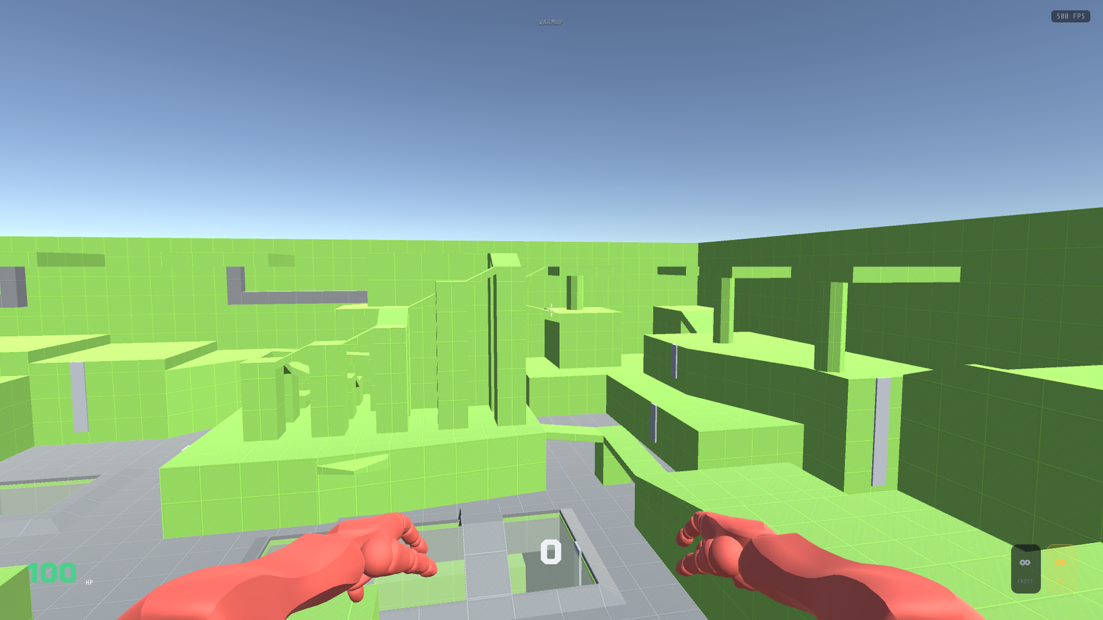 First-person view in the movement arena during warmup